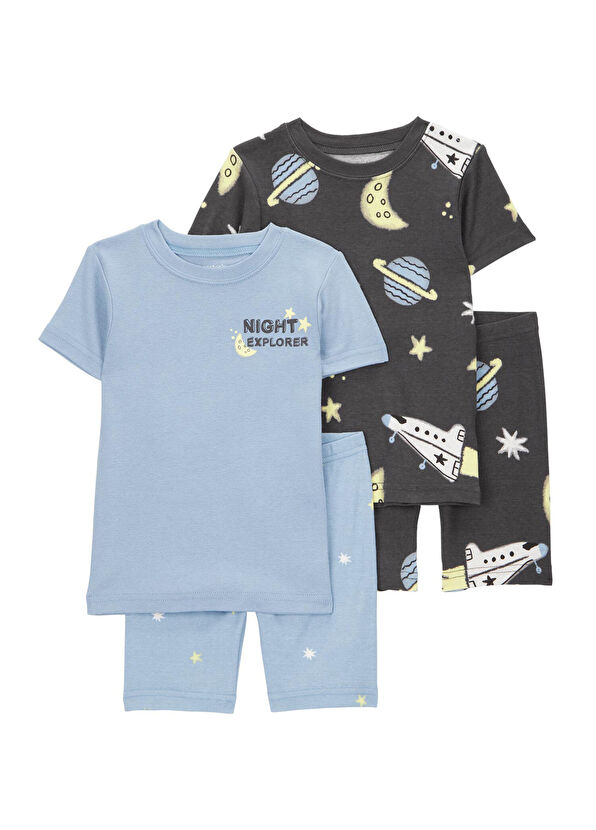 Carter's Renkli Kısa Kollu Erkek Çocuk 4'lü Pijama Set - 1