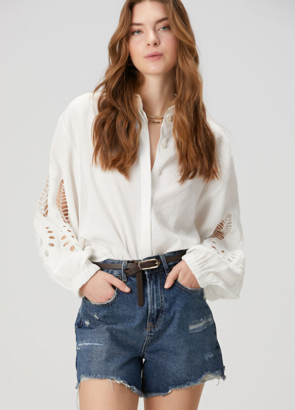 Beymen Club Off-White Embroidered Shirt - 4