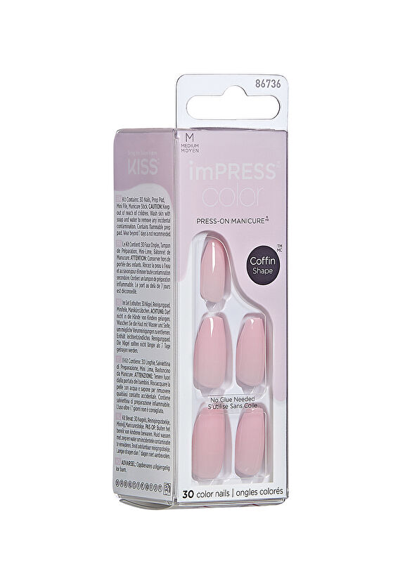 Impress Color Nude Pink Self-Adhesive Long Fake Nails - 2