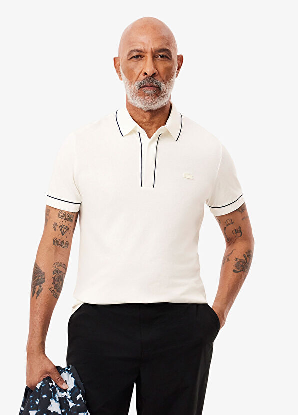 Paris Beyaz Pamuklu Polo Yaka Regular Fit Kısa Kollu Erkek T-shirt - Görsel 3