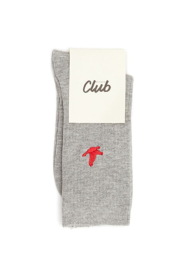 Beymen Club Gri Logo Nakışlı Kadın Çorap - 2