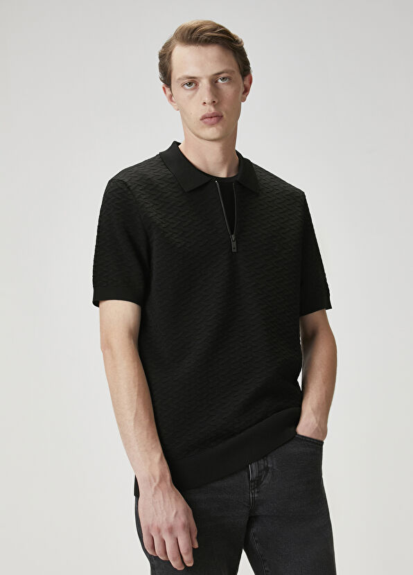 Beymen Club Siyah Polo Yaka Kısa Kollu Triko - 1