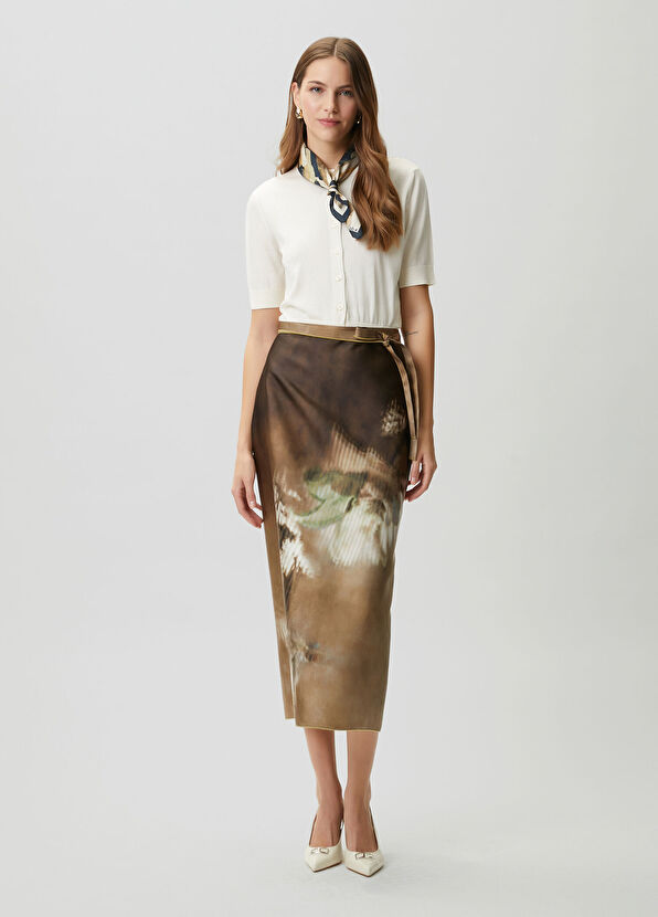 Beymen Club Dark Beige Floral Long Tube Skirt - 1