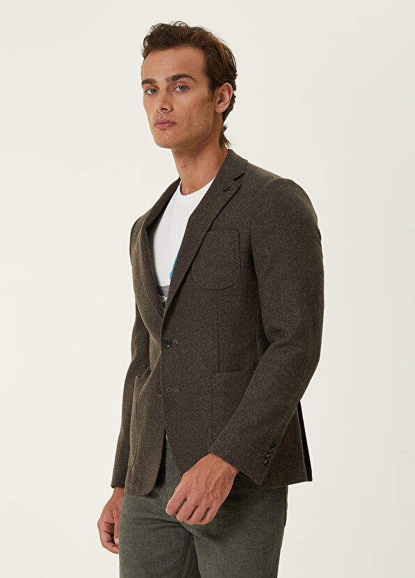 Beymen Club Koyu Kahverengi Kalın Flanel Yün Ceket - 3