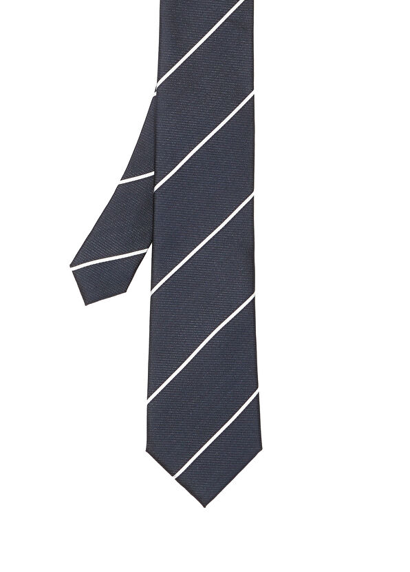 Beymen Club Navy Blue Pinstripe Silk Tie - 1