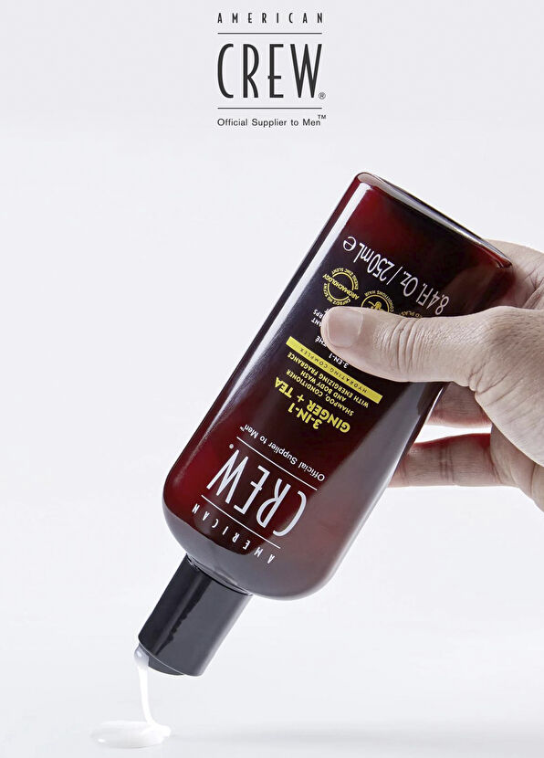American Crew 3in 1 Ginger + Tea With Energizing Fragrance Erkekler İçin Besleyici Şampuan + Saç Kremi + Vücut Losyonu  250 ml - 3