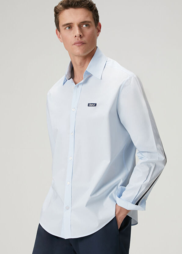 Beymen Club Blue Stripe Detail Relax Fit Shirt - 1