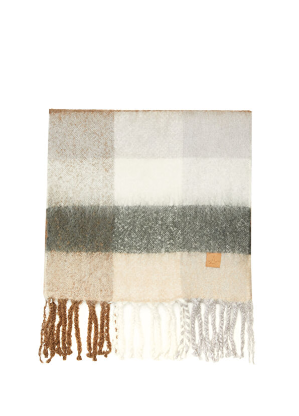 Beymen Club Coffee Gray Plaid Women's Scarf - 1