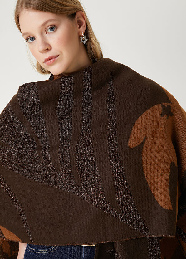 Beymen Club Kahverengi Yaprak Desenli Şal - 2