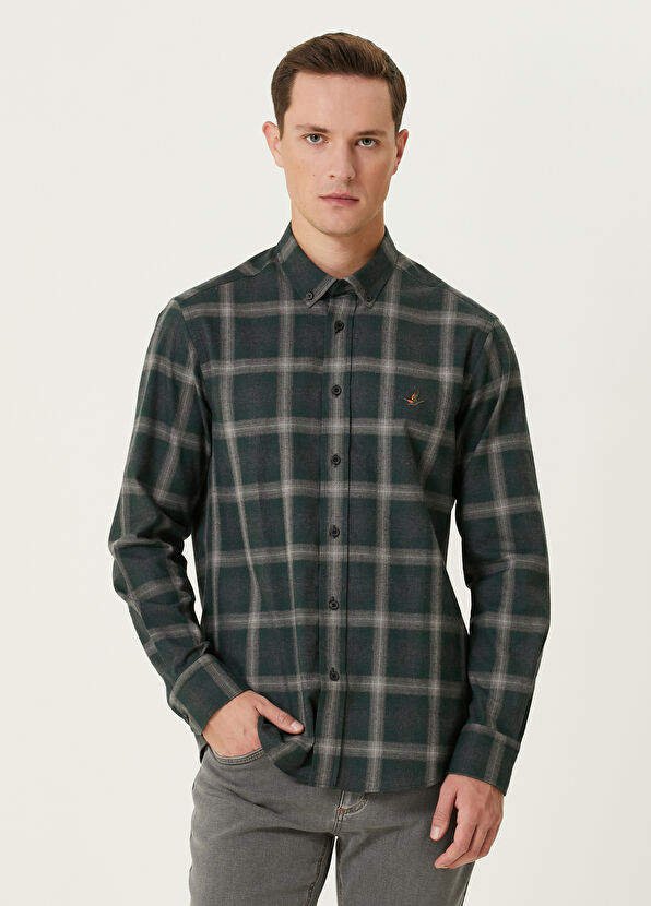 Beymen Club Comfort Fit Haki Ekose Gömlek - 1