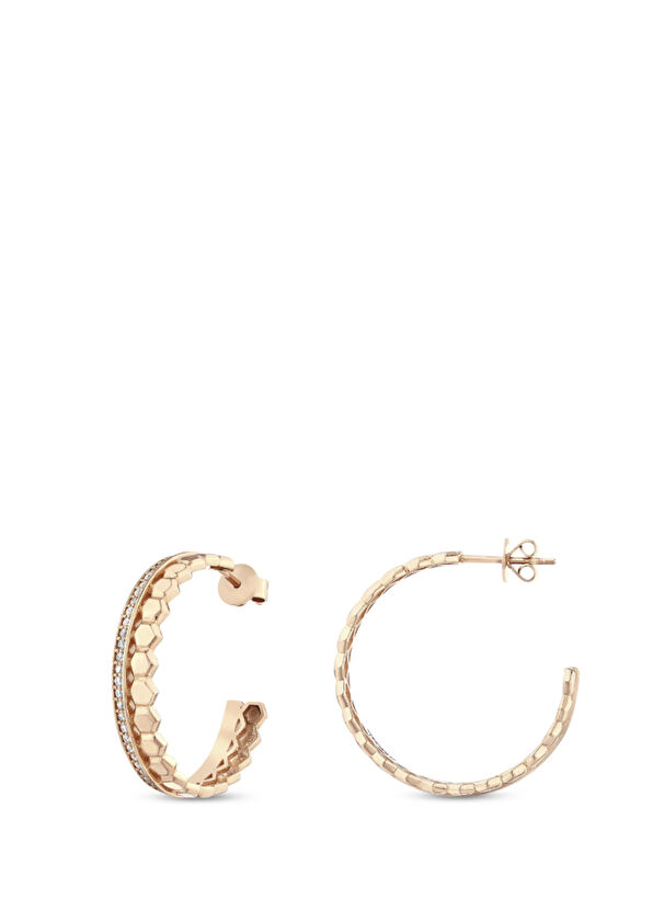 Bee Goddess Honeycomb Medium Kadın Altın Küpe - 3