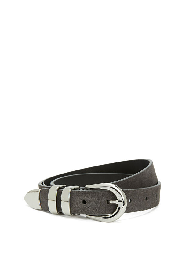 Beymen Club Anthracite Women's Leather Belt - 1