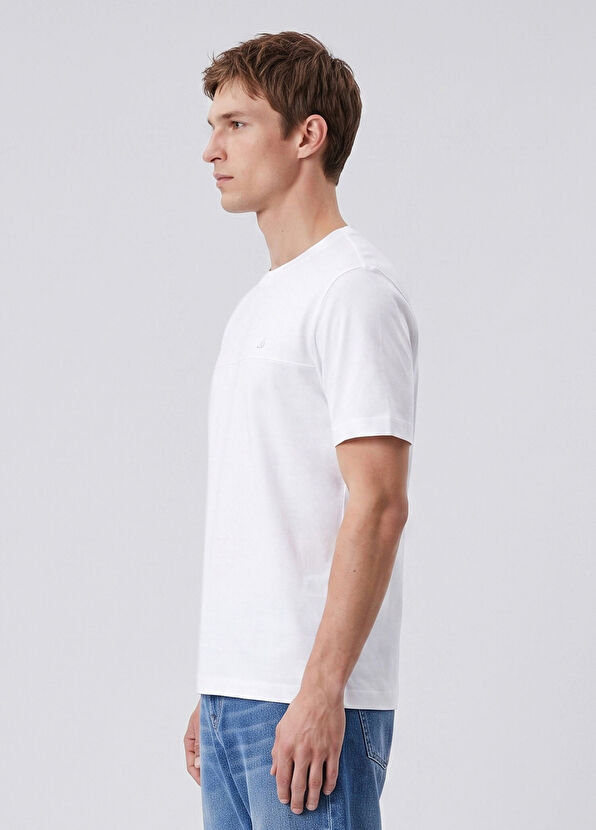 Beymen Club Relax Fit Off White Rib Detailed T-Shirt - 4