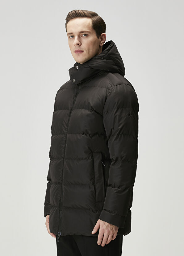 Beymen Club Siyah Kapüşonlu Puff Mont - 2