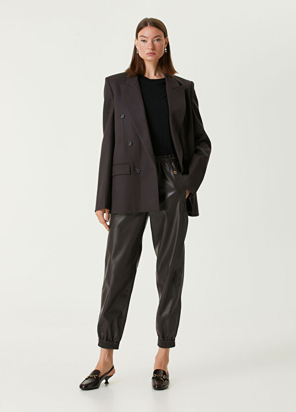 Stella McCartney Koyu Kahverengi Kruvaze Yün Ceket - 2