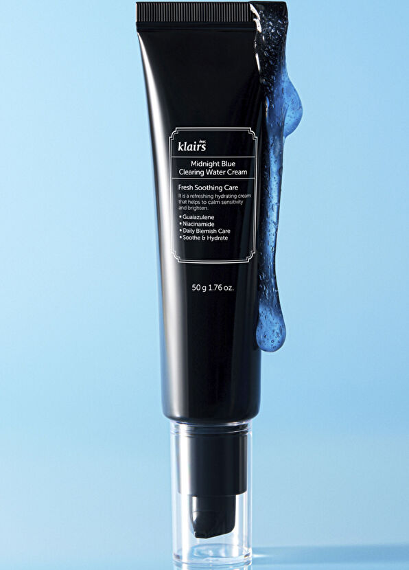 Klairs Midnight Blue Clearing Water Cream Anti-Blemish & Anti-Stress Heat-Reducing Chamomile Hydrated Face Cream 50 gr - 4