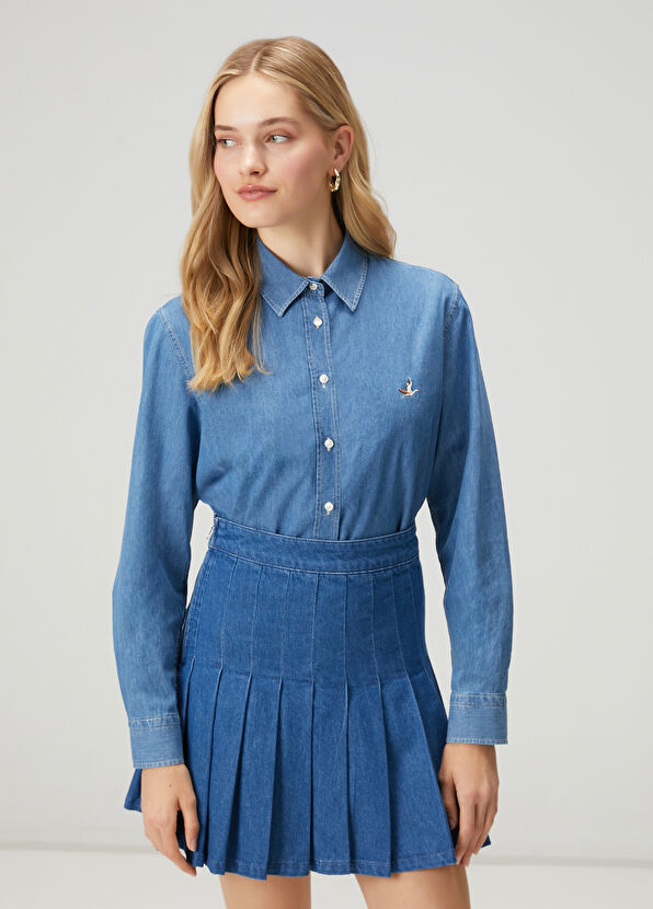 Beymen Club Blue Basic Denim Shirt - 3