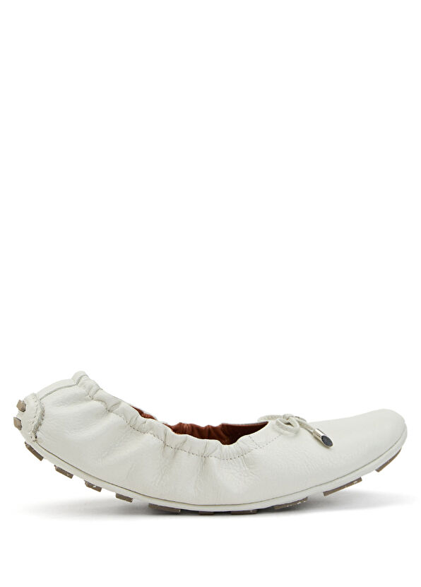 Beymen Club Beige Bow Detailed Leather Ballet Flats - 1