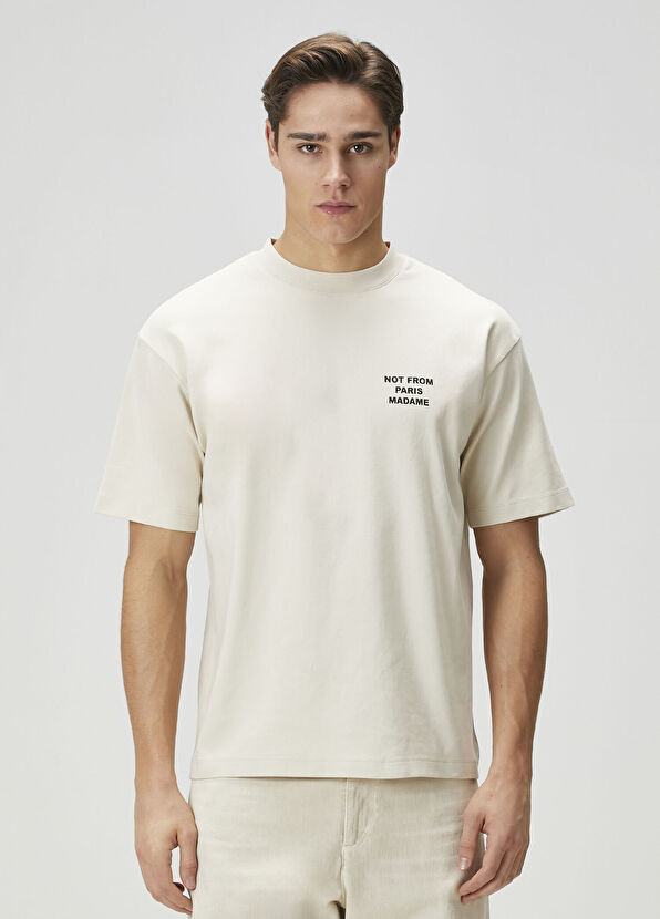 Drôle De Monsieur Bej Logo Baskılı T-shirt - 1