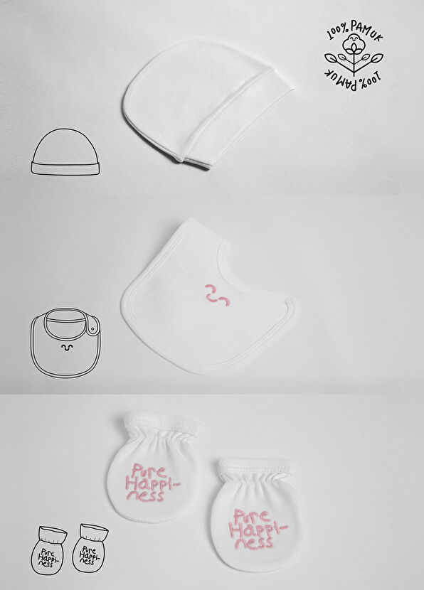 Agula Beyaz Pembe 10 Parça Yenidoğan Hastane Çıkış Seti - 4