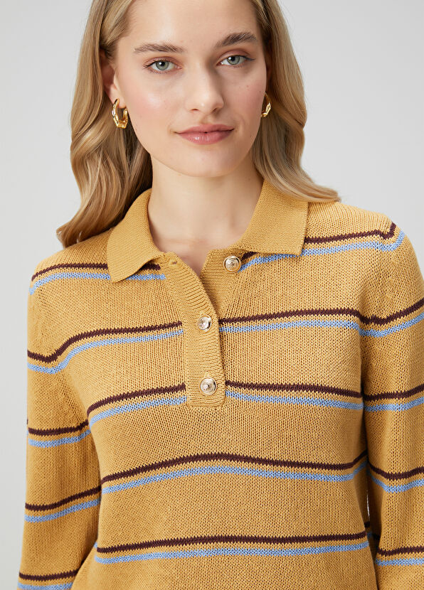 Beymen Club Kamel Çizgili Polo Kazak - 2