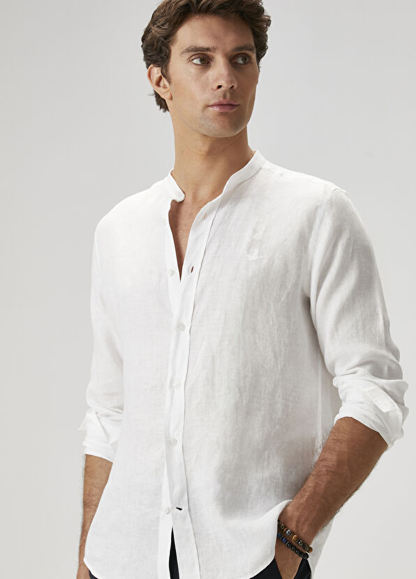 Beymen Club Comfort Fit White Linen Shirt - 4