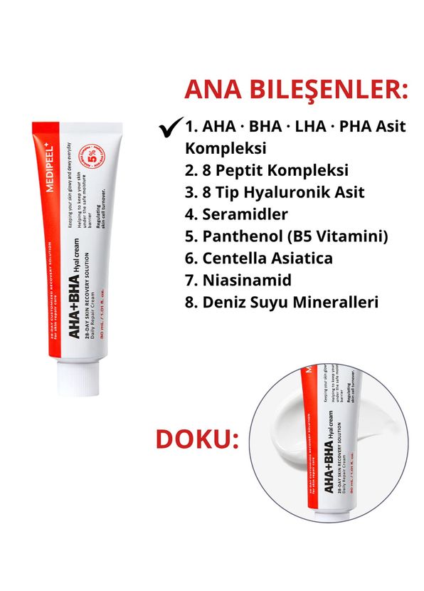 MEDIPEEL AHA BHA 28 Days Hyal Cream Face Cream with Acid Complex 30 ml - 2