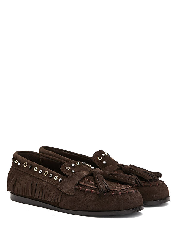 Beymen Club Kahverengi Troklu Püsküllü Kadın Deri Driver - 2