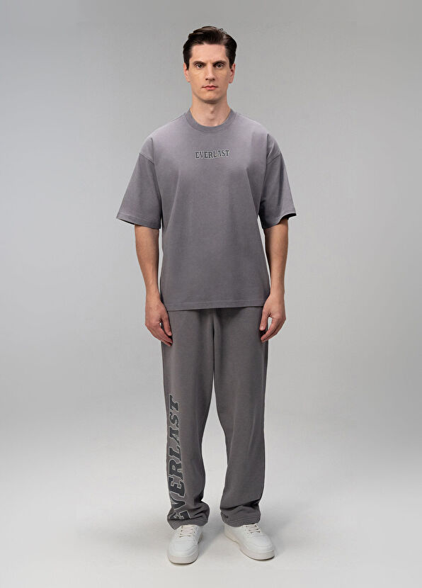 Everlast Giant Logo Detaylı Koyu Gri Oversize Erkek Eşofman Altı - 1