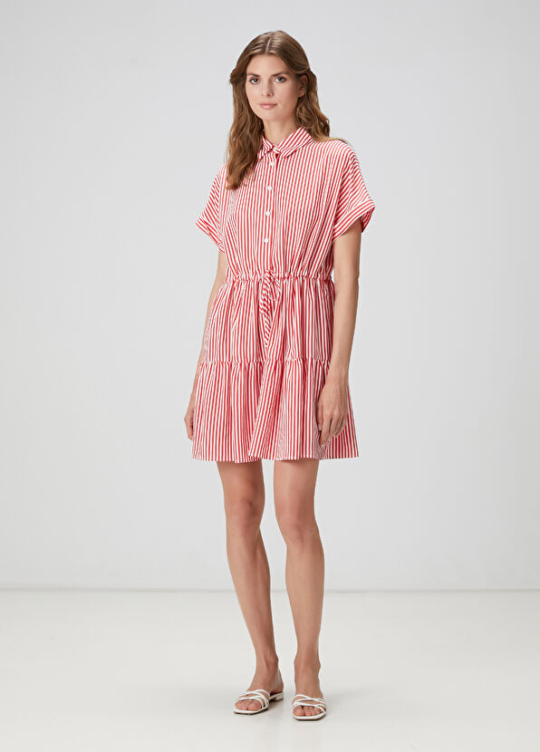 Beymen Club Kırmızı Çizgili Mini Elbise - 3