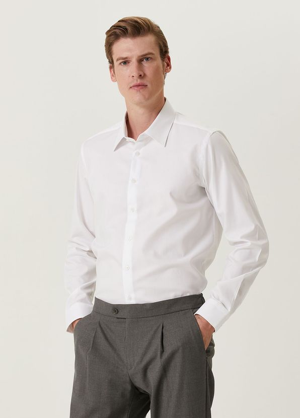 Beymen Bes Custom Fit Beyaz Gömlek - 1
