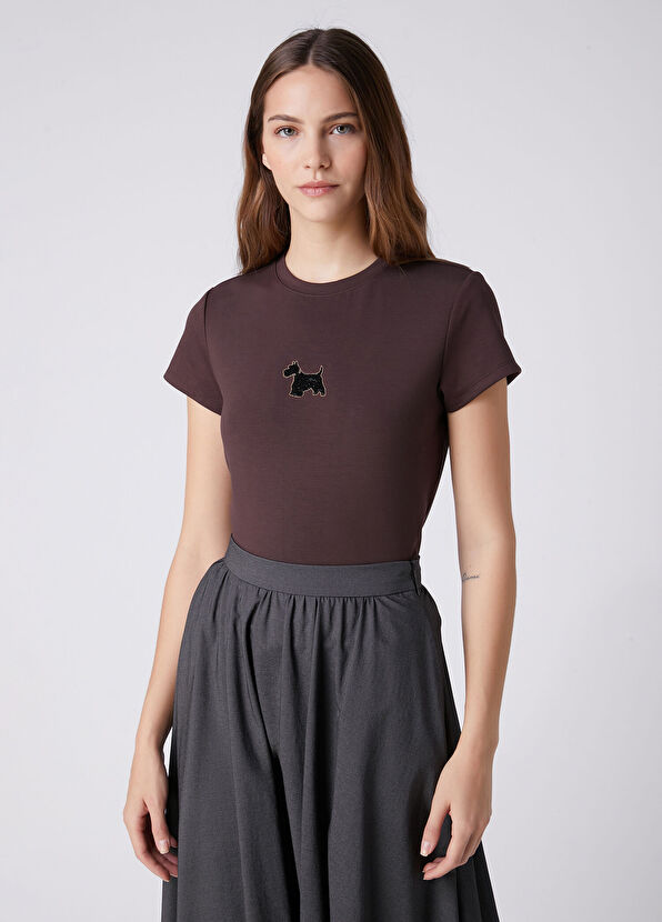 Beymen Club Koyu Kahverengi Köpek Detaylı T-shirt - 4