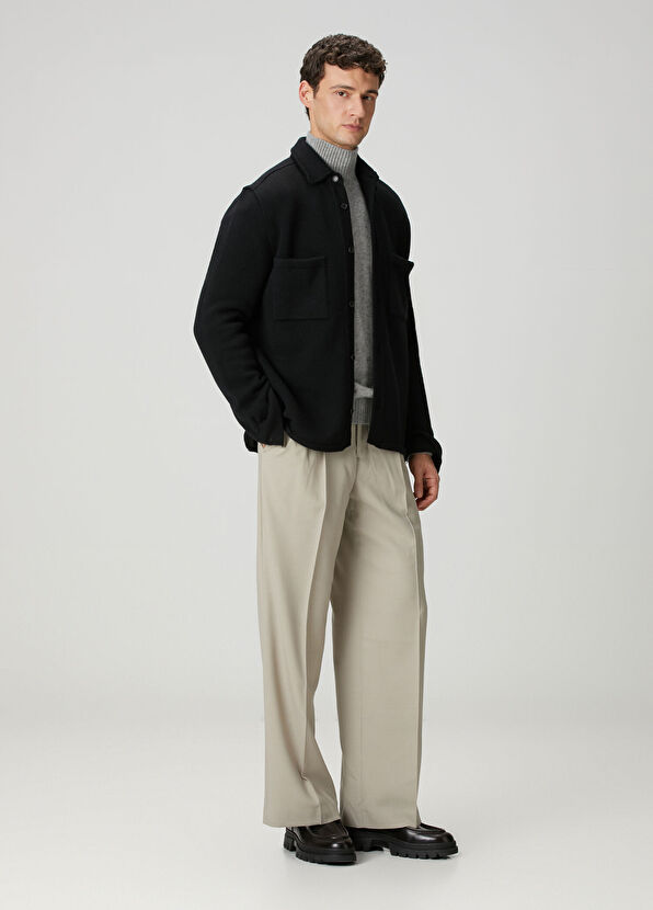 Laneus Siyah Yün Triko Hırka - 2