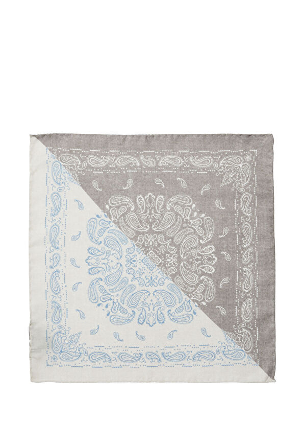 Beymen Club Kahverengi Şal Desenli İpek Poşet Mendil - 1