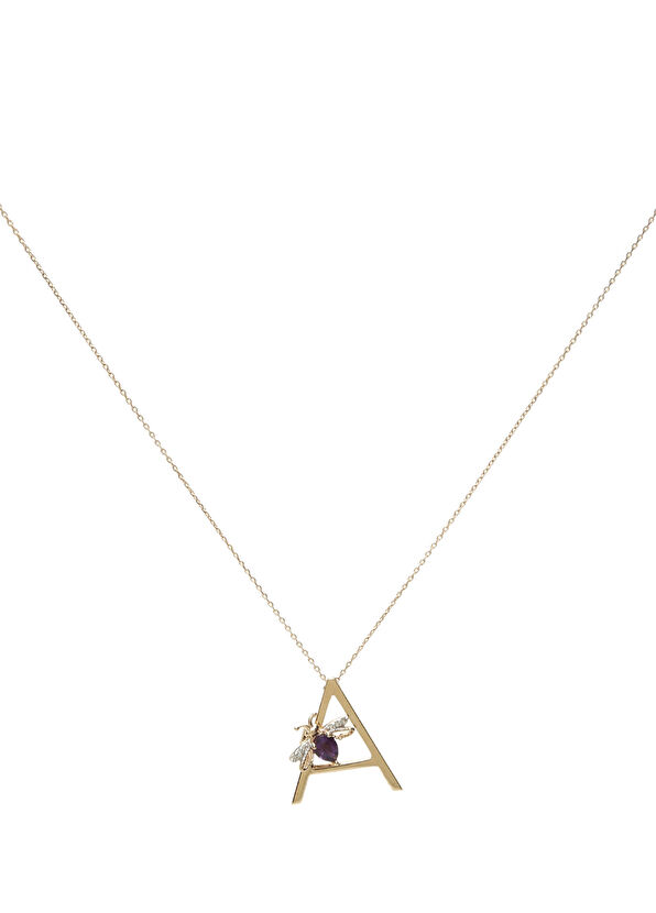 Bee Harf Formlu Kadın Altın Kolye - Görsel 3