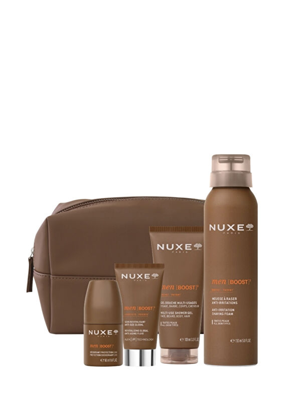 Nuxe Duş Jeli 100 ml- Tıraş Köpüğü - Nemlendirici Deodorant 50 ml + Çanta Erkek Bakım Seti - 1