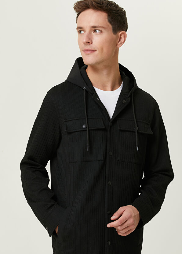 Beymen Club Siyah Kapüşonlu Fitilli Dış Gömlek - 2