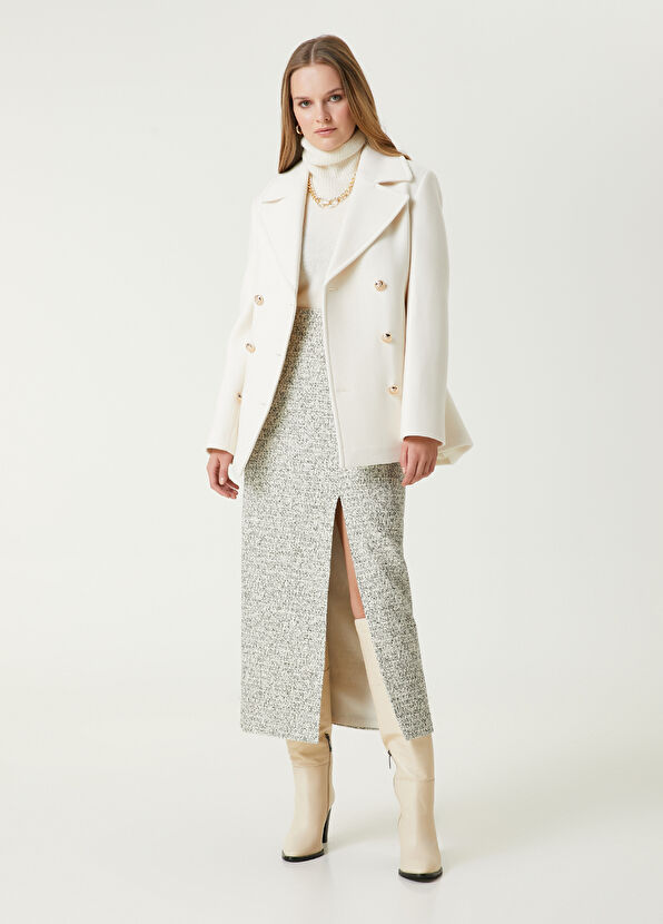 Ekru Kırçıllı Midi Tweed Etek Beymen Club Ekru Kırçıllı Midi Tweed Etek - 1