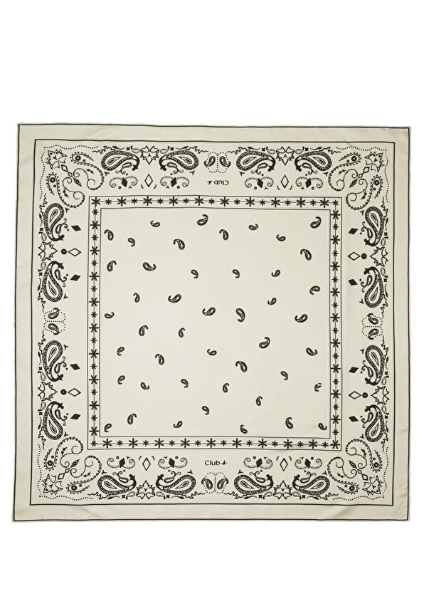 Beymen Club Kırık Beyaz Siyah İpek Eşarp - 1