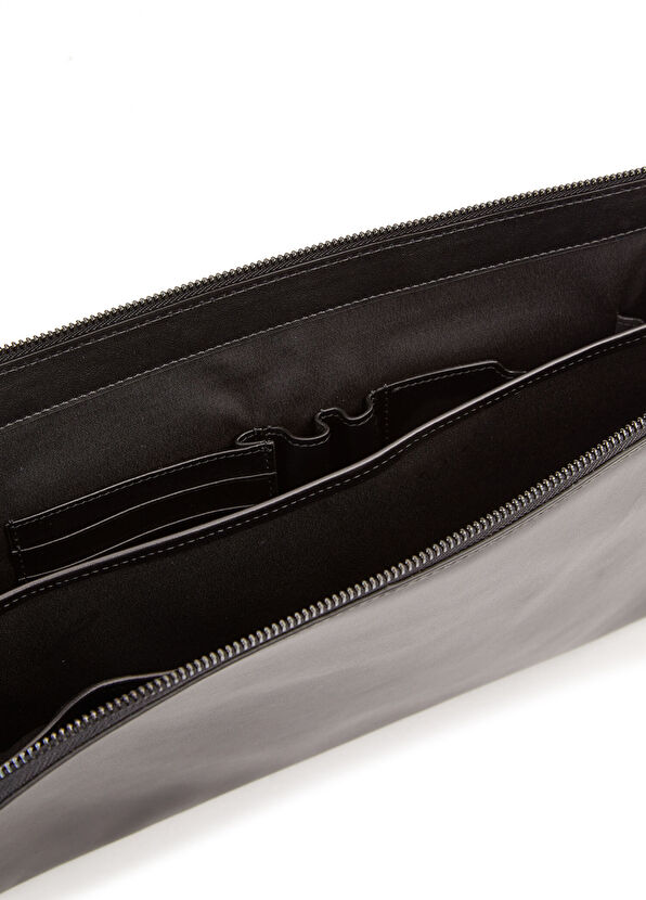 Beymen Hediye Siyah Örgü Dokulu Logo Detaylı Erkek Deri Dosyalık - 4