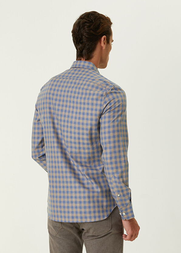 Beymen Club Slim Fit Mavi Küçük Ekose Desenli Gömlek - 4