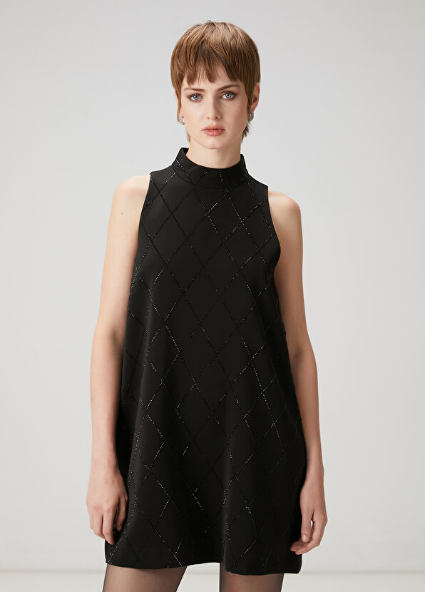 Beymen Club Siyah Taşlı Mini Elbise - 3