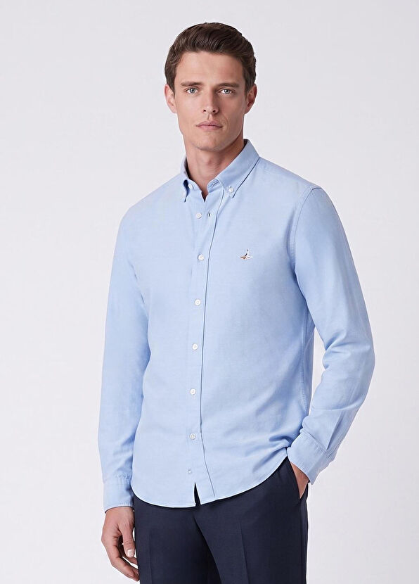 Beymen Club Slim Fit Blue Oxford Shirt - 3
