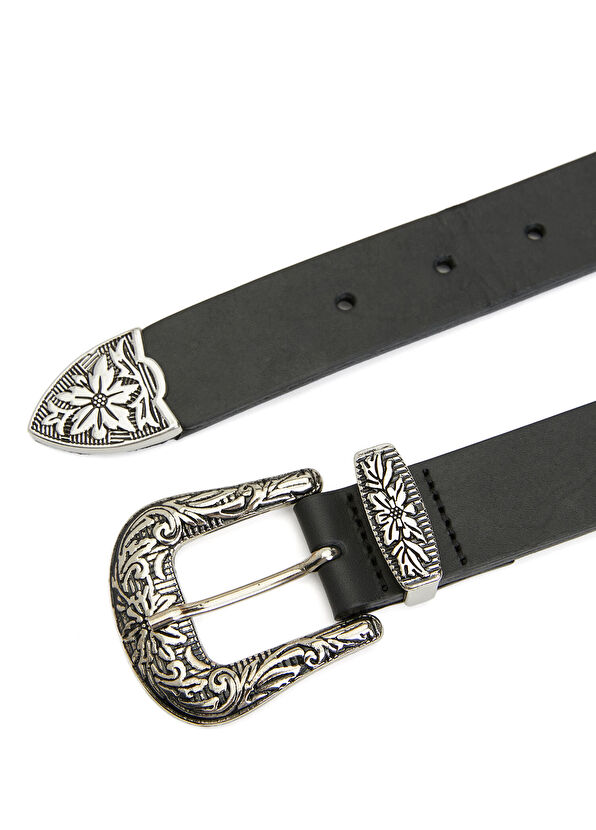 Beymen Club Black Antique Buckle Leather Belt - 2