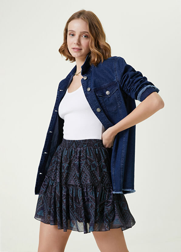 Beymen Club Lacivert Desenli Mini Etek - 2