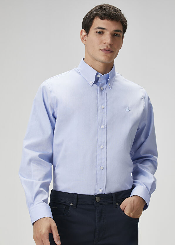 Beymen Club Relax Fit Koyu Mavi Non-iron Oxford Gömlek - 2