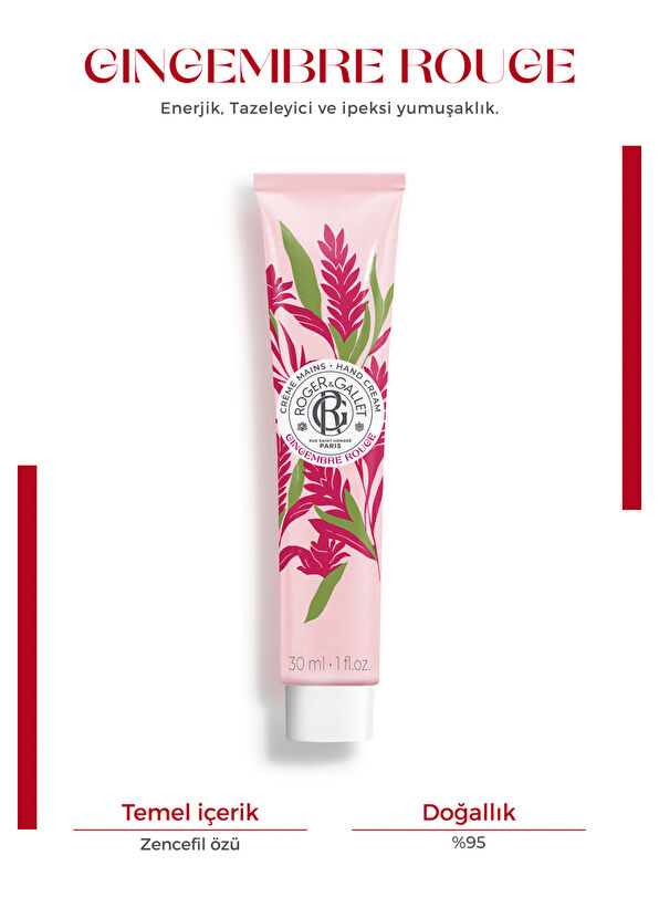 Roger&Gallet Gingembre Rouge Doğal Zencefil Canlandırıcı El Kremi 30 ml  - 2