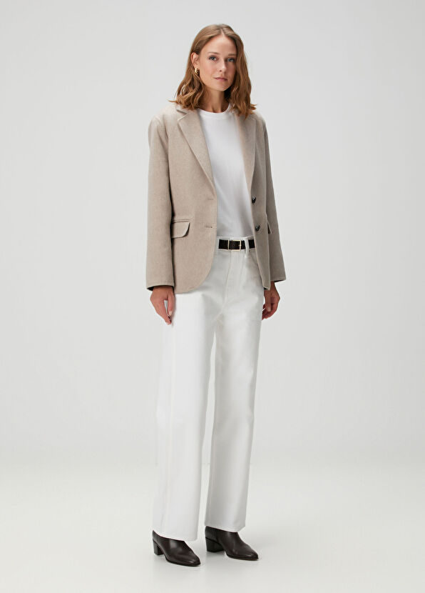 Oversize Vizon Kaşmir Ceket - Görsel 4