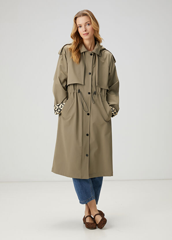 Beymen Club Khaki Hooded Overcoat - 3