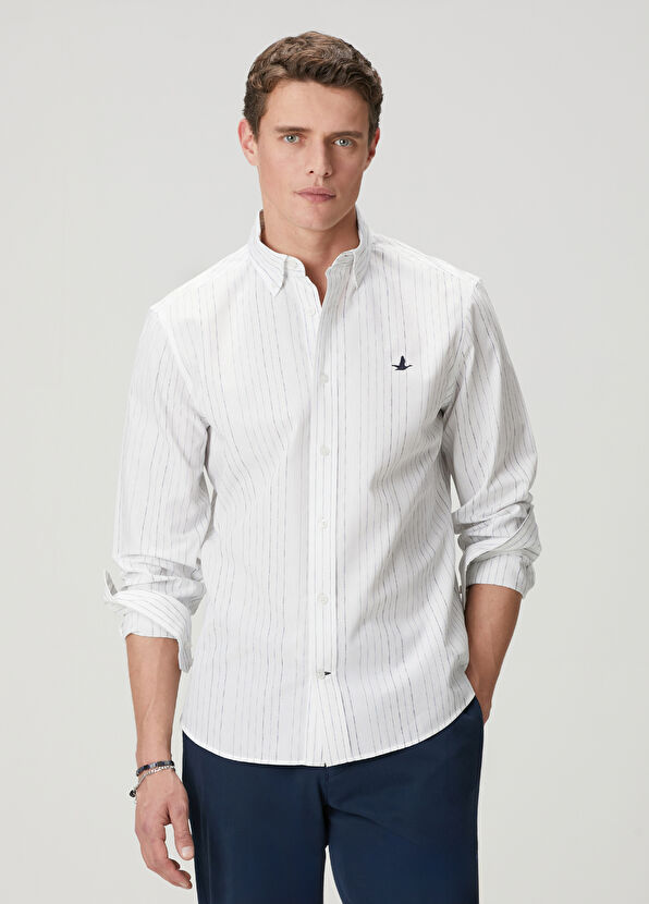 Beymen Club Comfort Fit White Spot Embroidered Shirt - 1